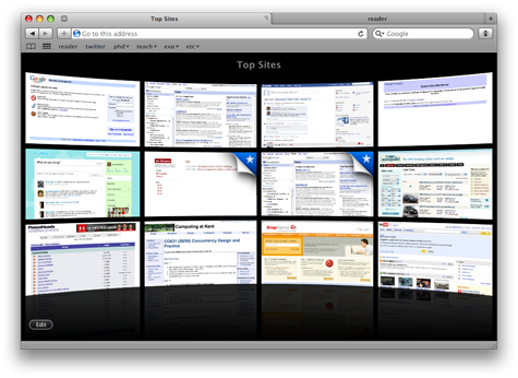 Safari 4 Beta Top Sites View
